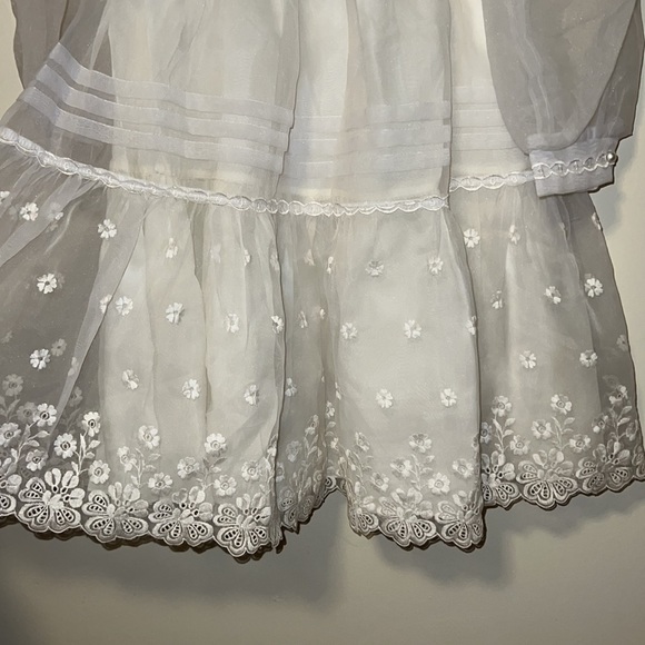 Girls vintage sheer special occasion lace classic dress with sash size 12 - Picture 2 of 7